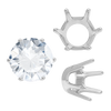 Six Prong Round Standard Settings in Sterling Silver (1.75 mm - 10.00 mm)