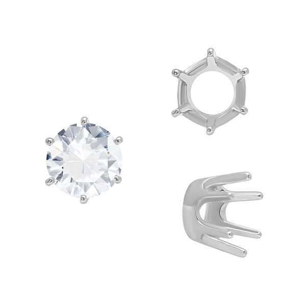 Six Prong Round Standard Settings in Sterling Silver (1.75 mm - 10.00 mm)