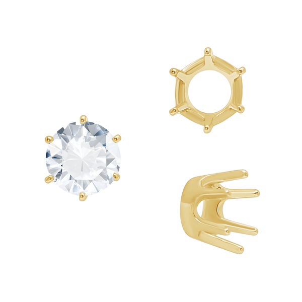 ITI NYC Six Prong Round Standard Settings in 14K Gold (1.75 mm - 8.00 mm)