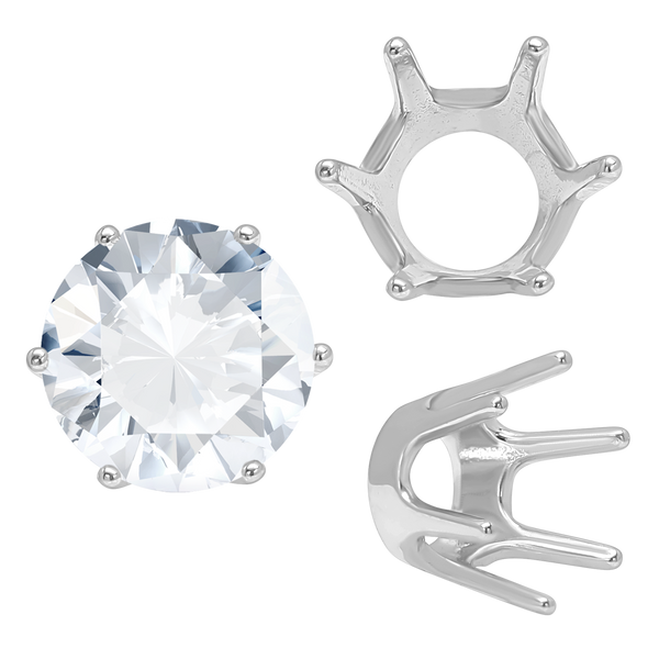 Six Prong Round Standard Settings in Sterling Silver (1.75 mm - 10.00 mm)