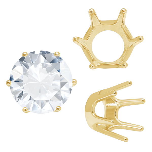 ITI NYC Six Prong Round Standard Settings in 14K Gold (1.75 mm - 10.00 mm)
