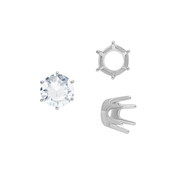Six Prong Round Standard Settings in Sterling Silver (1.75 mm - 10.00 mm)