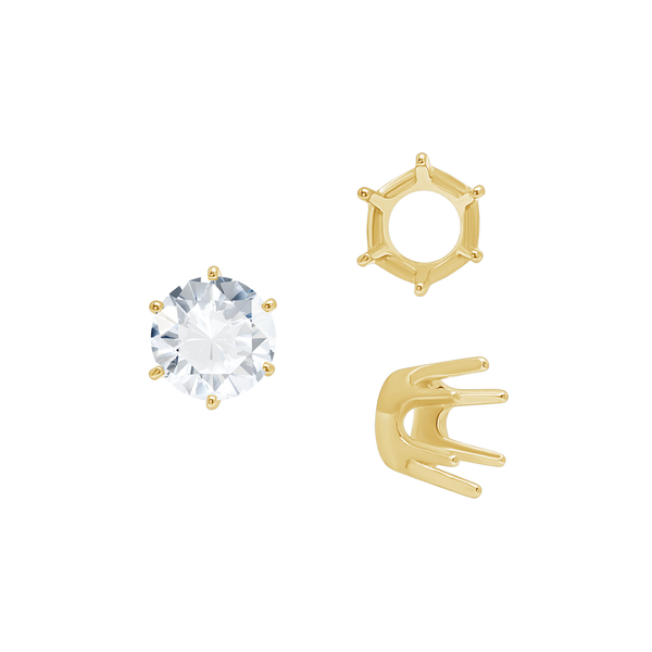 ITI NYC Six Prong Round Standard Settings in 14K Gold (1.75 mm - 8.00 mm)