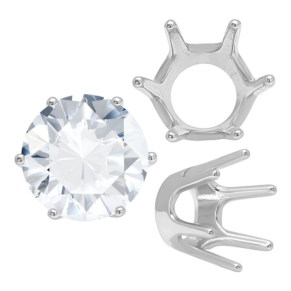 Six Prong Round Standard Settings in Sterling Silver (1.75 mm - 10.00 mm)