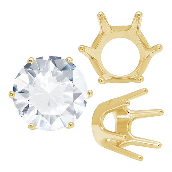 ITI NYC Six Prong Round Standard Settings in 14K Gold (1.75 mm - 10.00 mm)
