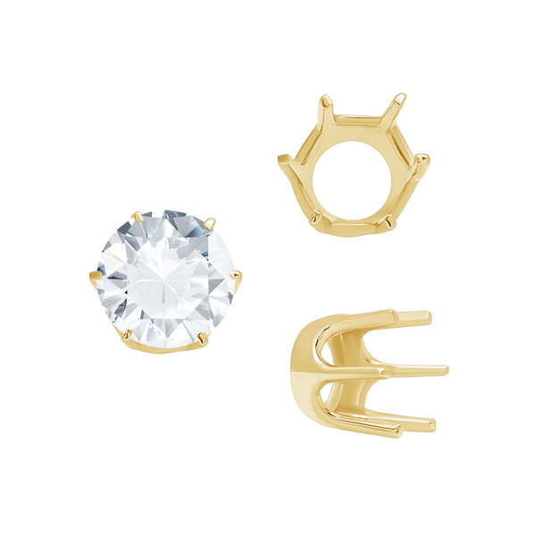 ITI NYC Six Prong Round Standard Settings in 14K Gold (1.75 mm - 8.00 mm)
