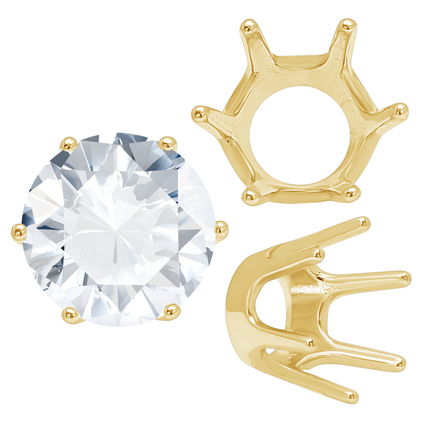 ITI NYC Six Prong Round Standard Settings in 14K Gold (1.75 mm - 10.00 mm)