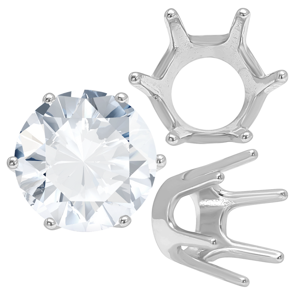 Six Prong Round Standard Settings in Sterling Silver (1.75 mm - 10.00 mm)