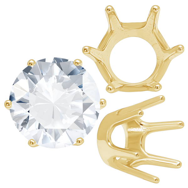 ITI NYC Six Prong Round Standard Settings in 14K Gold (1.75 mm - 10.00 mm)