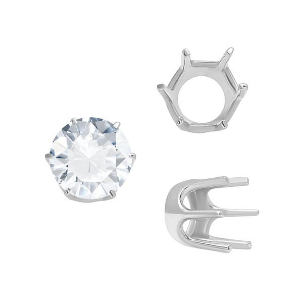 Six Prong Round Standard Settings in Sterling Silver (1.75 mm - 10.00 mm)