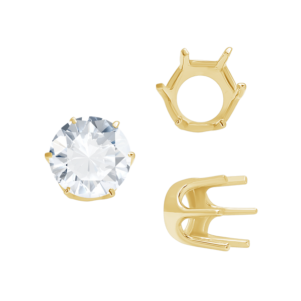 ITI NYC Six Prong Round Standard Settings in 14K Gold (1.75 mm - 8.00 mm)