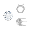 Six Prong Round Standard Settings in Sterling Silver (1.75 mm - 10.00 mm)