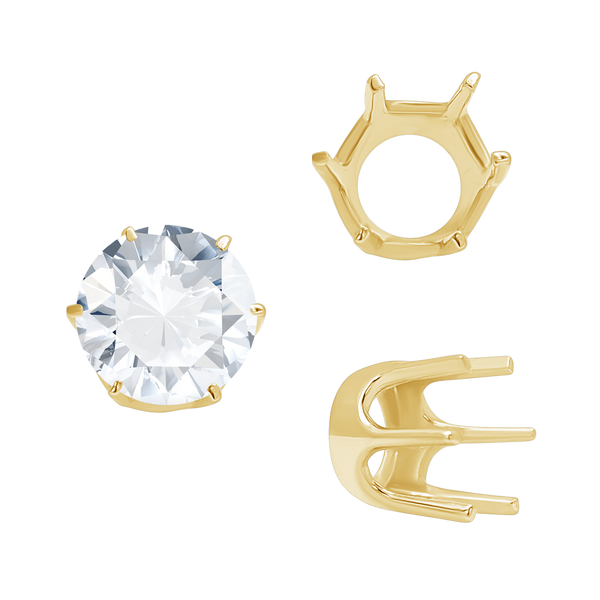ITI NYC Six Prong Round Standard Settings in 14K Gold (1.75 mm - 8.00 mm)