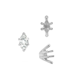 ITI NYC V-End Marquise Shape Solitaire Settings in Sterling Silver (6.00 x 3.00 mm - 19.00 x 11.00 mm)