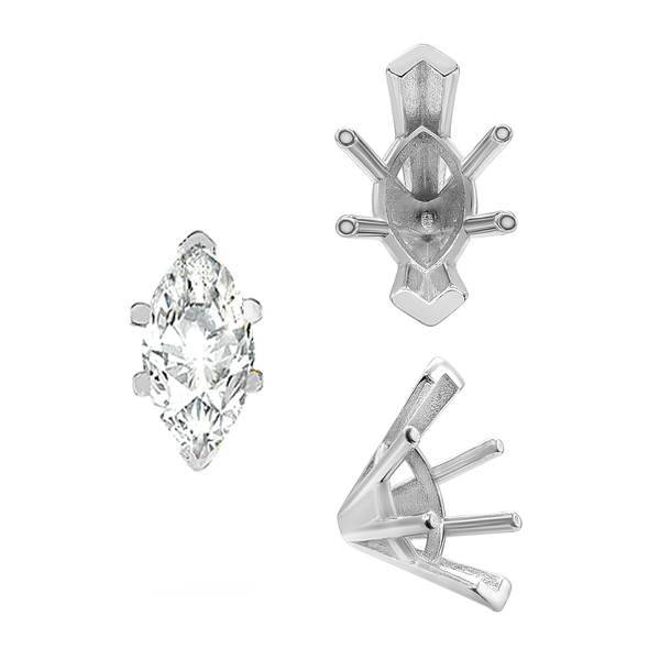ITI NYC V-End Marquise Shape Solitaire Settings in 18K Gold (6.00 x 3.00 mm - 19.00 x 11.00 mm)