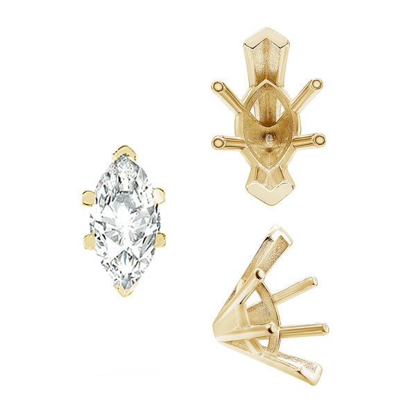 ITI NYC V-End Marquise Shape Solitaire Settings in 14K Gold (6.00 x 3.00 mm - 19.00 x 11.00 mm)