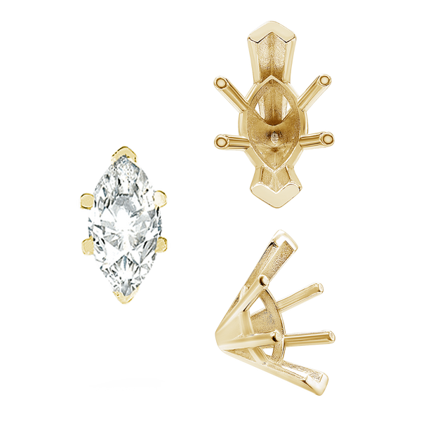 ITI NYC V-End Marquise Shape Solitaire Settings in 14K Gold (6.00 x 3.00 mm - 19.00 x 11.00 mm)