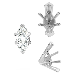 ITI NYC V-End Marquise Shape Solitaire Settings in Platinum (7.0 x 3.5 mm - 19.0 x 11.0 mm)