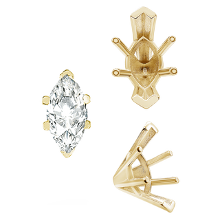 ITI NYC V-End Marquise Shape Solitaire Settings in 14K Gold (6.0 x 3.0 mm - 19.0 x 11.0 mm)