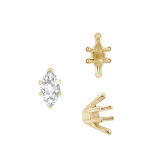ITI NYC V-End Marquise Shape Solitaire Settings in 14K Gold (6.0 x 3.0 mm - 19.0 x 11.0 mm)