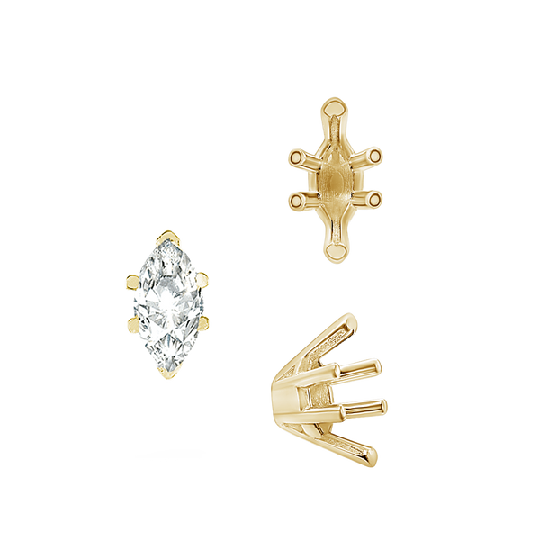 ITI NYC V-End Marquise Shape Solitaire Settings in 18K Gold (6.00 x 3.00 mm - 19.00 x 11.00 mm)