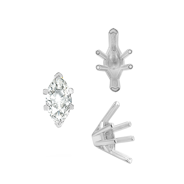 ITI NYC V-End Marquise Shape Solitaire Settings in 14K Gold (6.00 x 3.00 mm - 19.00 x 11.00 mm)