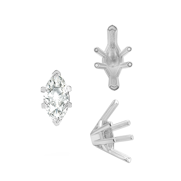 ITI NYC V-End Marquise Shape Solitaire Settings in 18K Gold (6.00 x 3.00 mm - 19.00 x 11.00 mm)