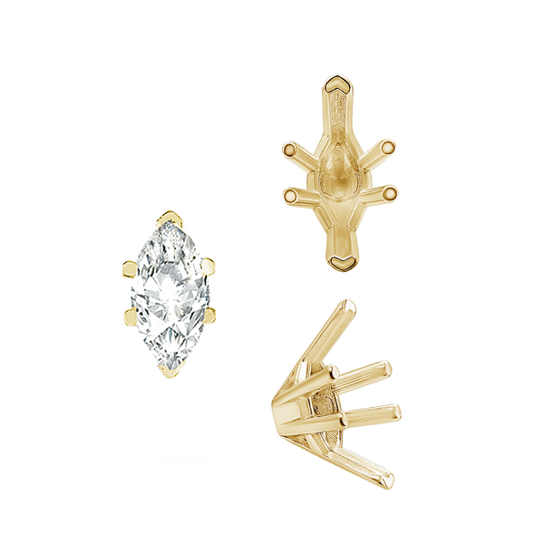 ITI NYC V-End Marquise Shape Solitaire Settings in 18K Gold (6.00 x 3.00 mm - 19.00 x 11.00 mm)