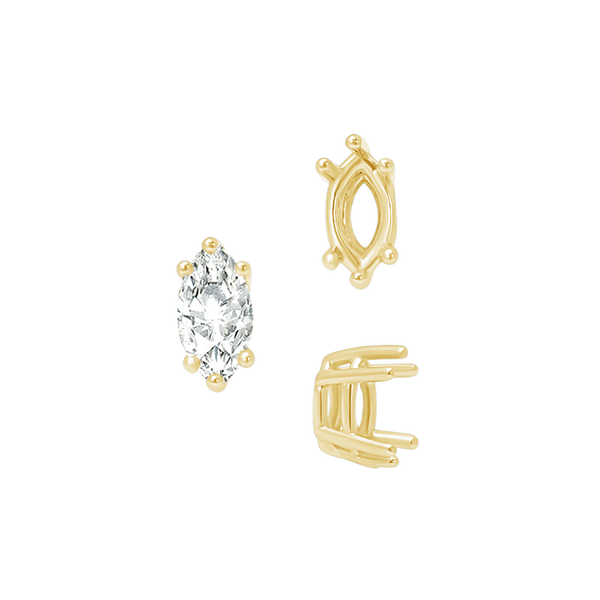 ITI NYC Six Prong Marquise Settings in 14K Gold (4.25 x 1.75 mm - 10.00 x 5.00 mm)