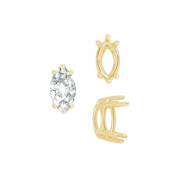 ITI NYC Six Prong Marquise Settings in 14K Gold (4.25 x 1.75 mm - 10.00 x 5.00 mm)