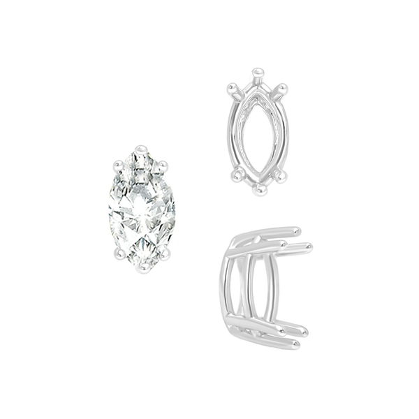 ITI NYC Six Prong Marquise Settings in Sterling Silver (4.25 x 1.75 mm - 10.00 x 5.00 mm)