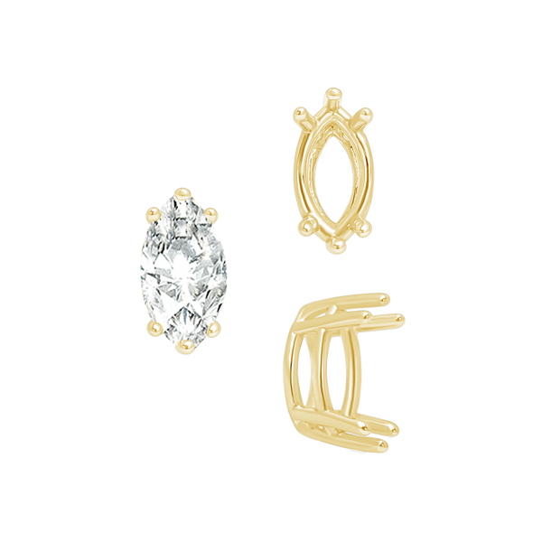 ITI NYC Six Prong Marquise Settings in 14K Gold (4.25 x 1.75 mm - 10.00 x 5.00 mm)