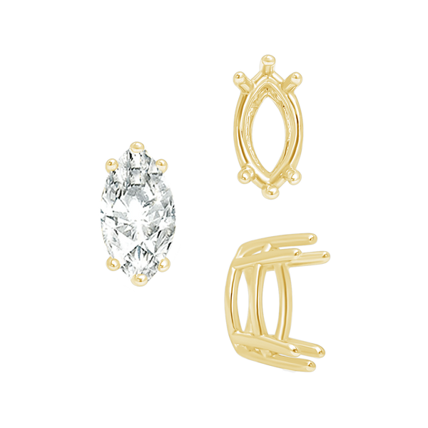 ITI NYC Six Prong Marquise Settings in 14K Gold (4.25 x 1.75 mm - 10.00 x 5.00 mm)