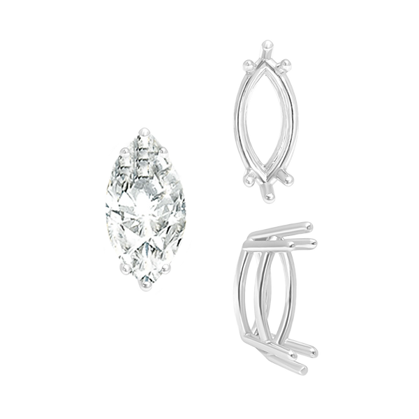 ITI NYC Six Prong Marquise Settings in Sterling Silver (4.25 x 1.75 mm - 10.00 x 5.00 mm)