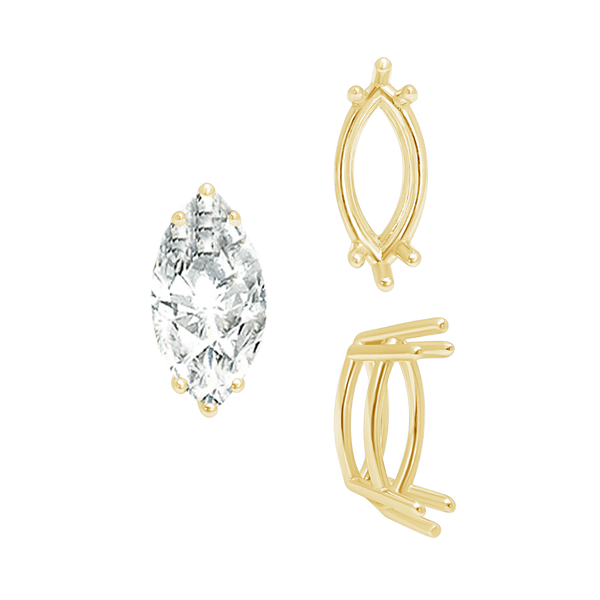 ITI NYC Six Prong Marquise Settings in 14K Gold (4.25 x 1.75 mm - 10.00 x 5.00 mm)
