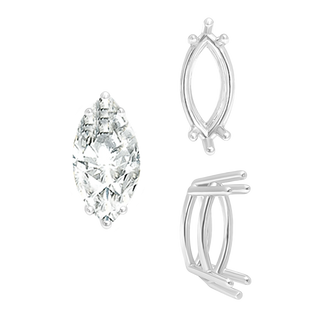 ITI NYC Six Prong Marquise Settings in Sterling Silver (4.25 x 1.75 mm - 10.00 x 5.00 mm)