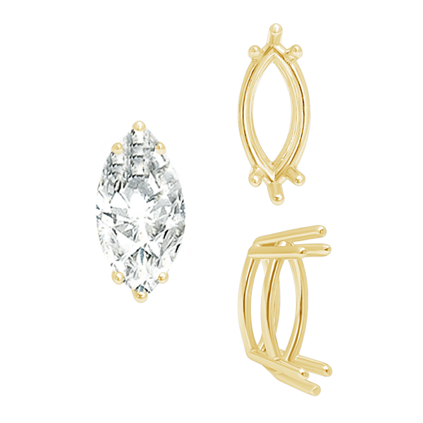ITI NYC Six Prong Marquise Settings in 14K Gold (4.25 x 1.75 mm - 10.00 x 5.00 mm)