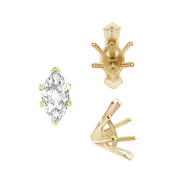 ITI NYC V-End Marquise Shape Solitaire Settings in 18K Gold (6.00 x 3.00 mm - 19.00 x 11.00 mm)