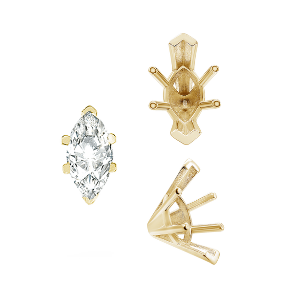 ITI NYC V-End Marquise Shape Solitaire Settings in 14K Gold (6.00 x 3.00 mm - 19.00 x 11.00 mm)
