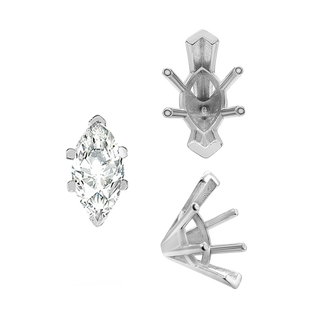 ITI NYC V-End Marquise Shape Solitaire Settings in Sterling Silver (6.00 x 3.00 mm - 19.00 x 11.00 mm)