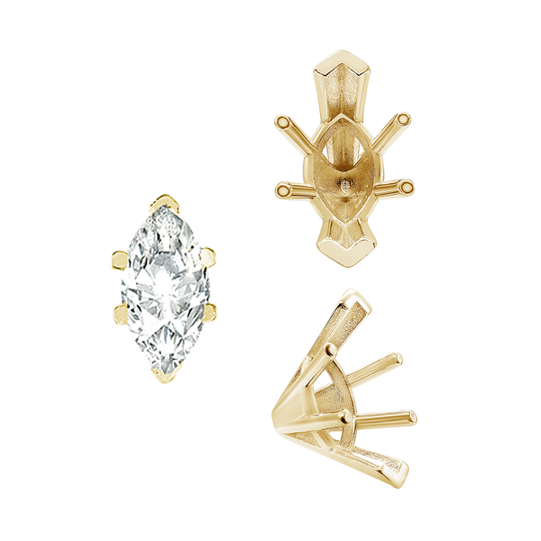 ITI NYC V-End Marquise Shape Solitaire Settings in 14K Gold (6.00 x 3.00 mm - 19.00 x 11.00 mm)