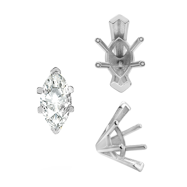 ITI NYC V-End Marquise Shape Solitaire Settings in 14K Gold (6.00 x 3.00 mm - 19.00 x 11.00 mm)
