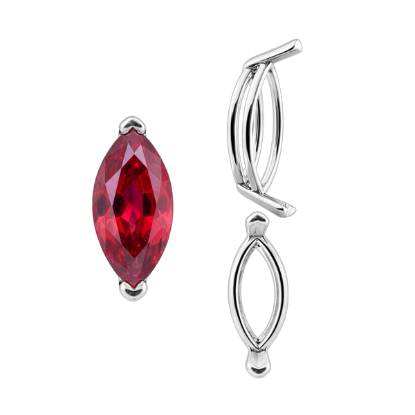ITI NYC V-End Marquise Shape Wire Basket Settings in Sterling Silver (3.50 x 1.50 mm - 20.00 x 10.00 mm)