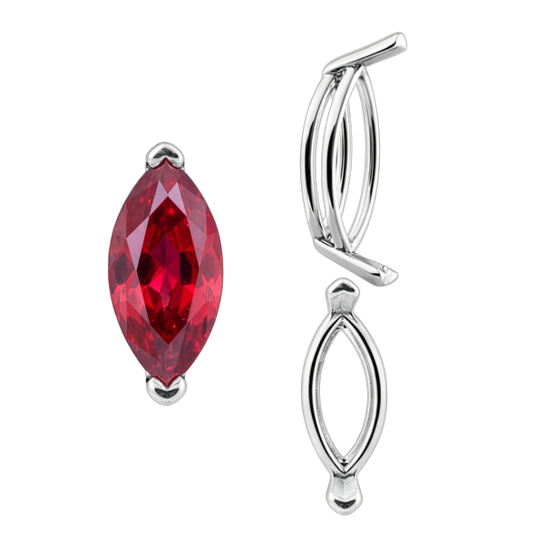 ITI NYC V-End Marquise Shape Wire Basket Settings in Sterling Silver (3.50 x 1.50 mm - 20.00 x 10.00 mm)