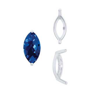 ITI NYC Two Prong Marquise Shape Single Base Settings in Sterling Silver (3.00 x 1.75 mm - 12.00 x 6.00 mm)