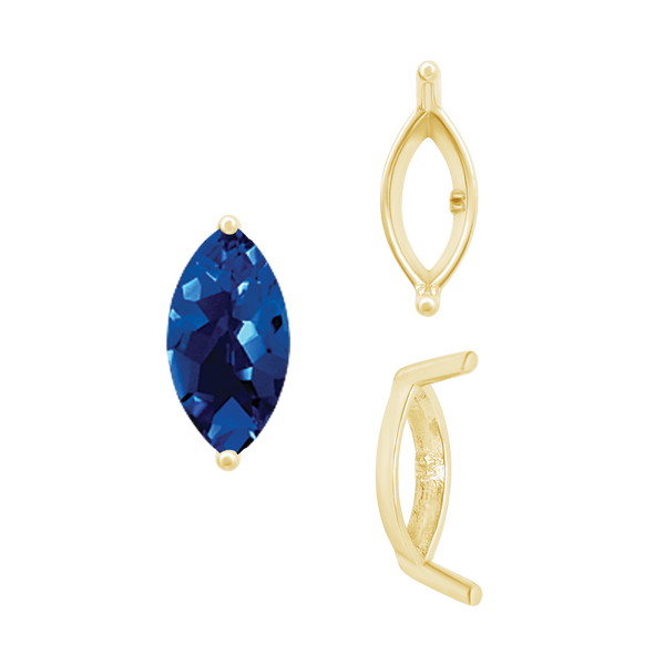 ITI NYC Two Prong Marquise Shape Single Base Settings in 14K Gold (3.00 x 1.75 mm - 12.00 x 6.00 mm)