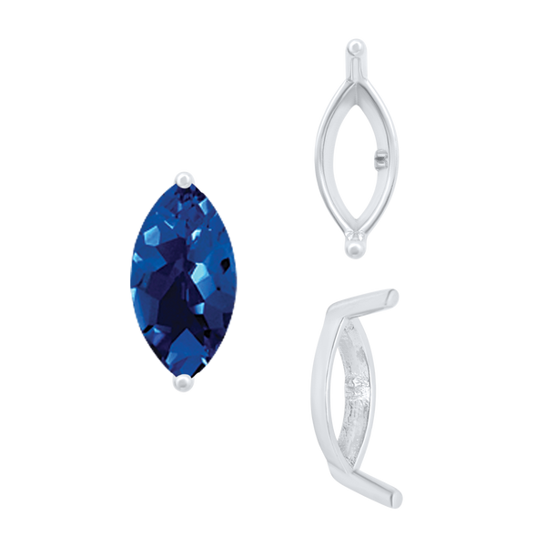 ITI NYC Two Prong Marquise Shape Single Base Settings in Sterling Silver (3.00 x 1.75 mm - 12.00 x 6.00 mm)