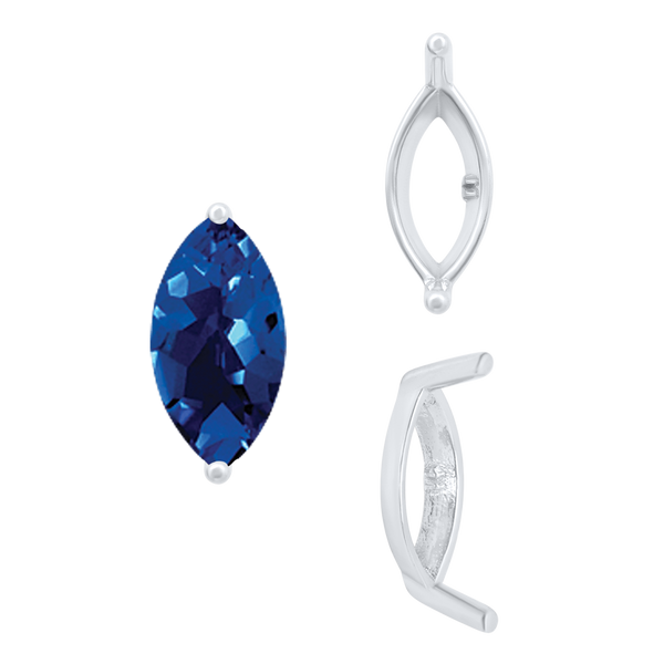 ITI NYC Two Prong Marquise Shape Single Base Settings in Sterling Silver (3.00 x 1.75 mm - 12.00 x 6.00 mm)
