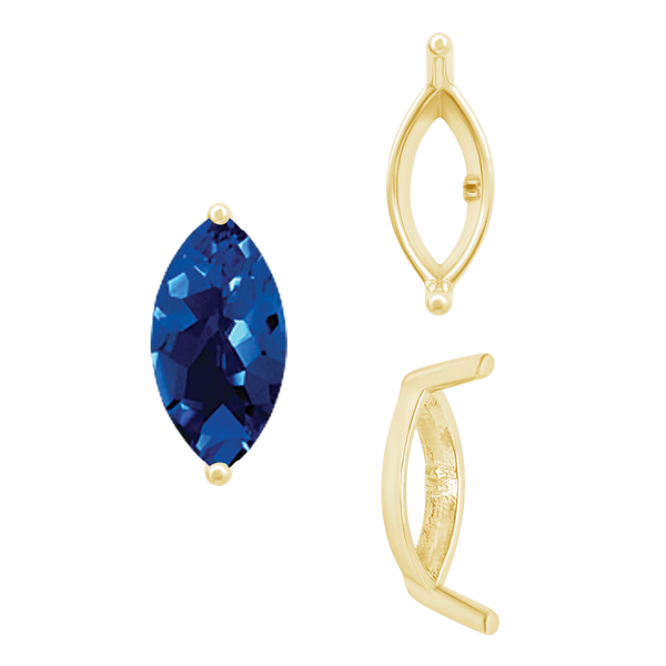 ITI NYC Two Prong Marquise Shape Single Base Settings in 14K Gold (3.00 x 1.75 mm - 12.00 x 6.00 mm)