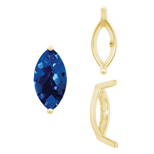 ITI NYC Two Prong Marquise Shape Single Base Settings in 14K Gold (3.00 x 1.75 mm - 12.00 x 6.00 mm)